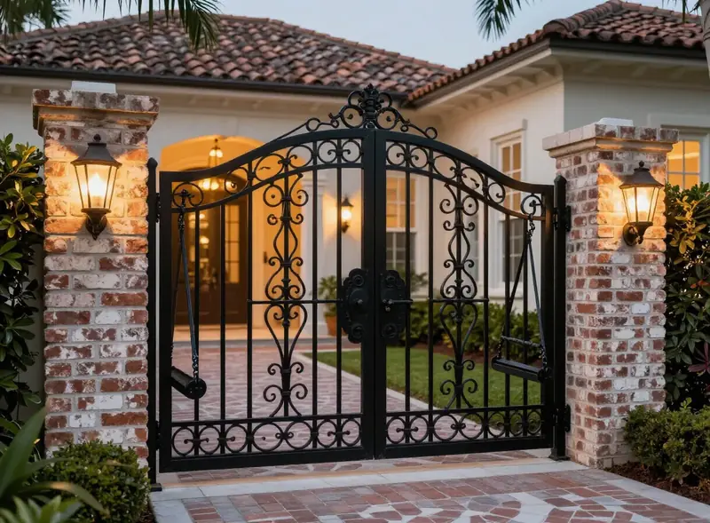 Custom decorative gate at a Southwest Florida home